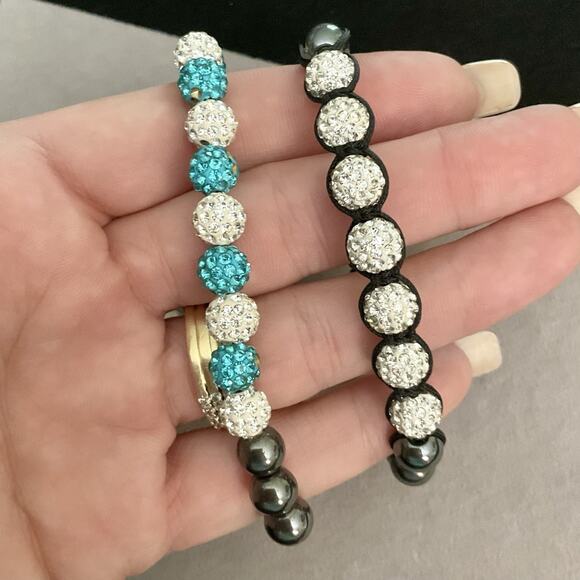 UNISEX -2 Adjustable Shamballa Bracelets/ Pre-Loved - Picture 2 of 7
